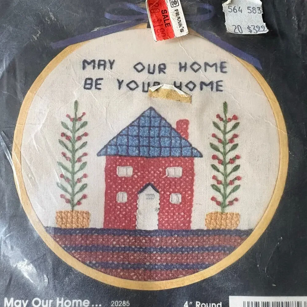 May Our Home Be Your Home Vintage Stamped Cross Stitch Kit by Golden Bee - 1980s